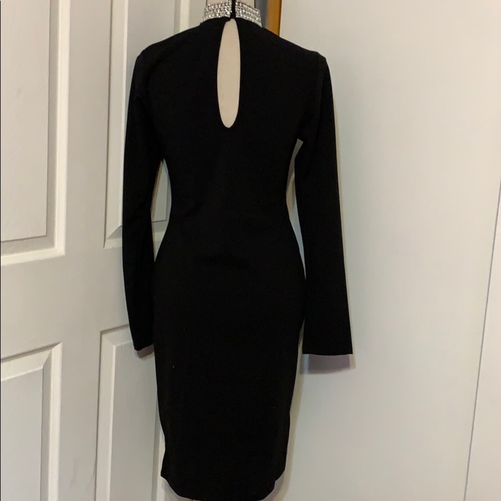 ❌DONATED❌Black Rhinestone Mock Neck Peep Hole Long Sleeve Dress - Picture 6 of 11
